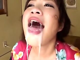 Japanese busty is roughly pumped in mouth and twat
